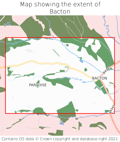 Map showing extent of Bacton as bounding box