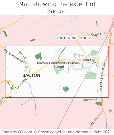 Map showing extent of Bacton as bounding box