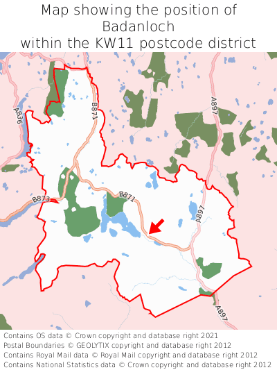 Map showing location of Badanloch within KW11