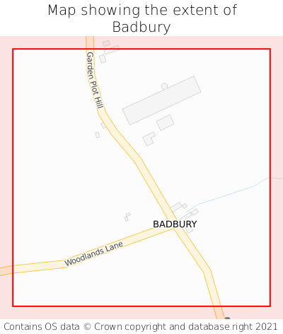 Map showing extent of Badbury as bounding box
