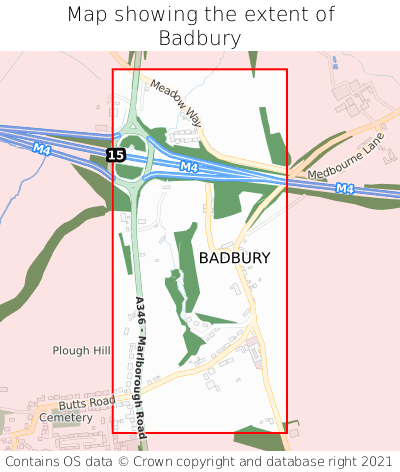 Map showing extent of Badbury as bounding box