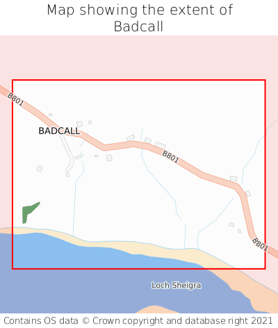 Map showing extent of Badcall as bounding box