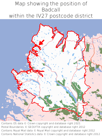 Map showing location of Badcall within IV27