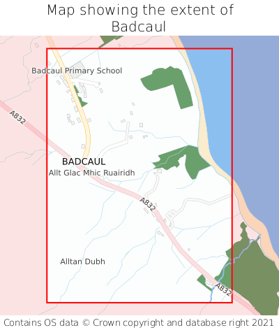 Map showing extent of Badcaul as bounding box