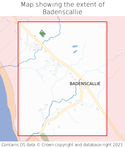 Map showing extent of Badenscallie as bounding box