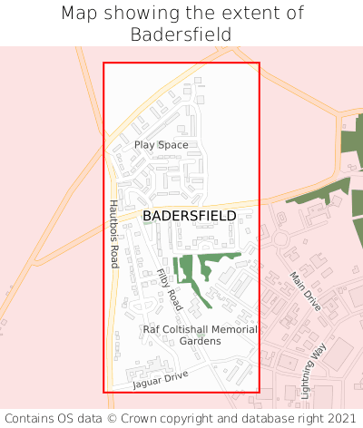 Map showing extent of Badersfield as bounding box