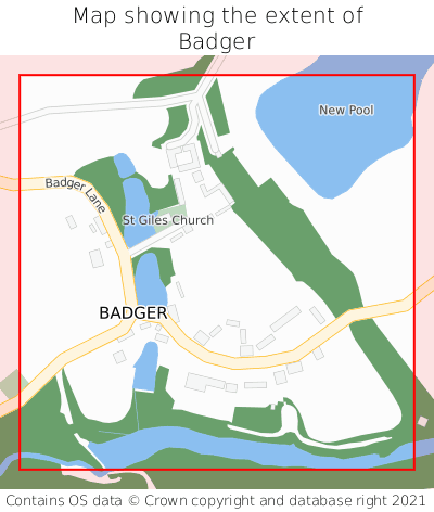 Map showing extent of Badger as bounding box