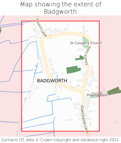Map showing extent of Badgworth as bounding box