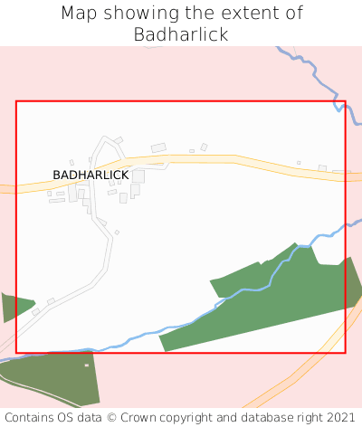 Map showing extent of Badharlick as bounding box