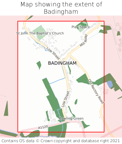 Map showing extent of Badingham as bounding box