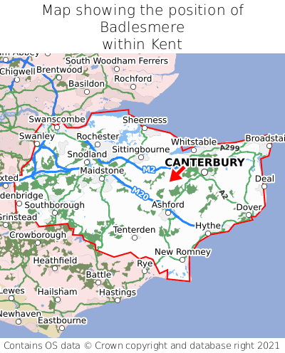 Map showing location of Badlesmere within Kent
