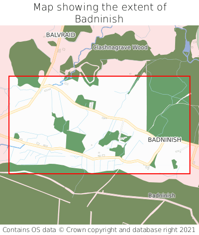 Map showing extent of Badninish as bounding box