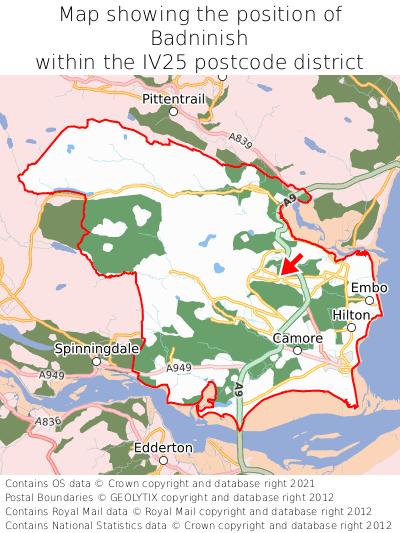 Map showing location of Badninish within IV25