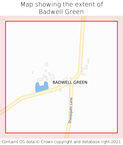 Map showing extent of Badwell Green as bounding box