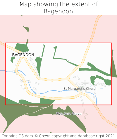 Map showing extent of Bagendon as bounding box