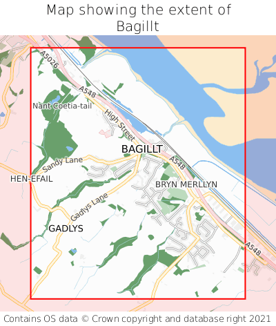 Map showing extent of Bagillt as bounding box