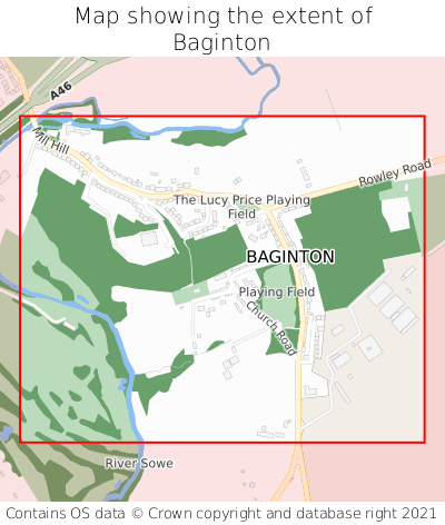 Map showing extent of Baginton as bounding box