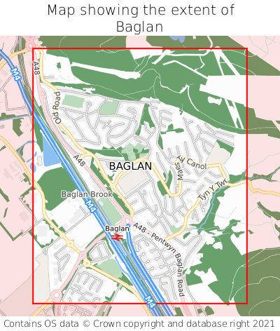 Map showing extent of Baglan as bounding box