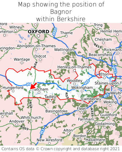 Map showing location of Bagnor within Berkshire