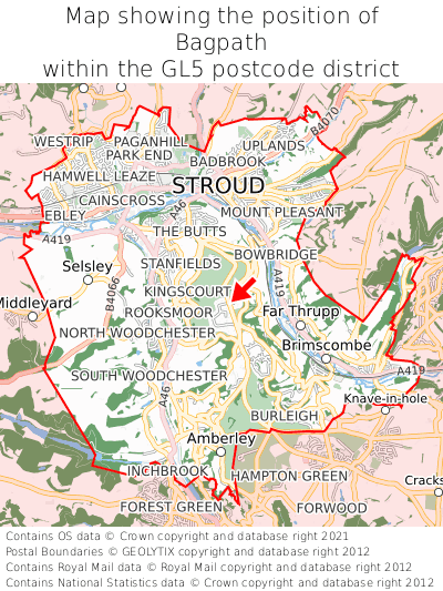 Map showing location of Bagpath within GL5