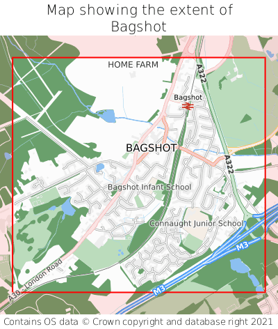 Map showing extent of Bagshot as bounding box