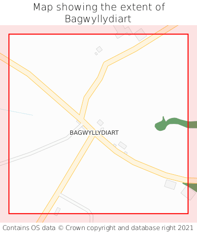 Map showing extent of Bagwyllydiart as bounding box