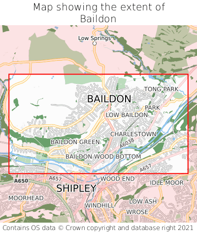 Map showing extent of Baildon as bounding box