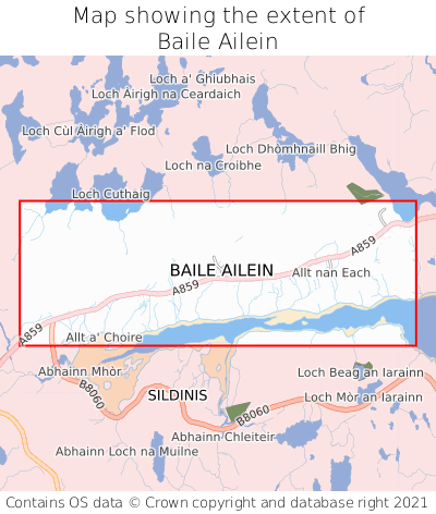Map showing extent of Baile Ailein as bounding box