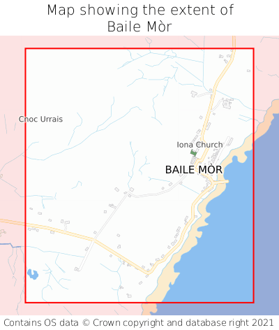 Map showing extent of Baile Mòr as bounding box