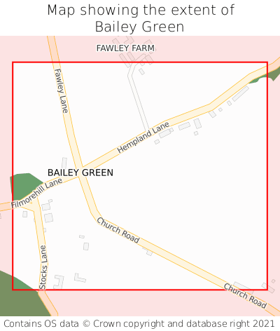 Map showing extent of Bailey Green as bounding box