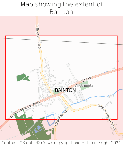 Map showing extent of Bainton as bounding box