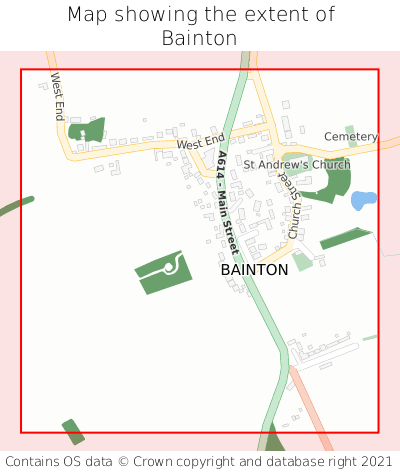 Map showing extent of Bainton as bounding box