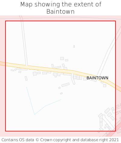 Map showing extent of Baintown as bounding box
