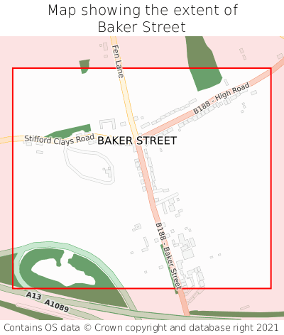 Map showing extent of Baker Street as bounding box