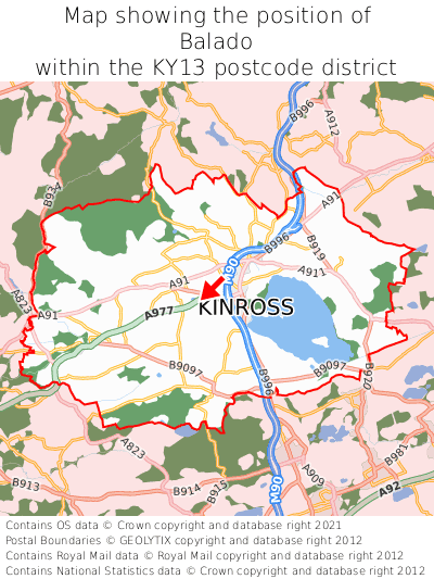 Map showing location of Balado within KY13