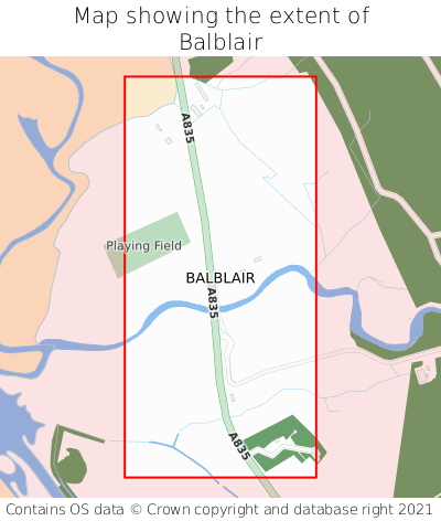 Map showing extent of Balblair as bounding box