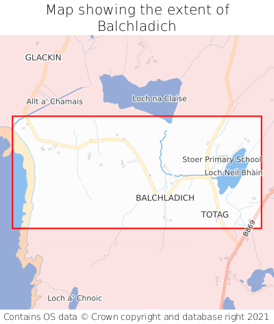 Map showing extent of Balchladich as bounding box
