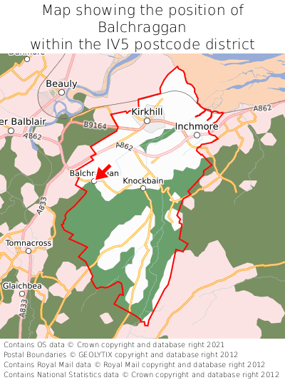 Map showing location of Balchraggan within IV5