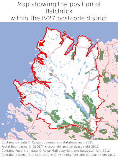 Map showing location of Balchrick within IV27