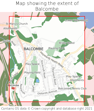 Map showing extent of Balcombe as bounding box