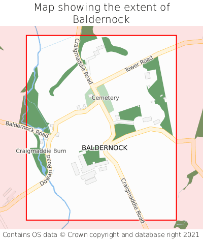 Map showing extent of Baldernock as bounding box