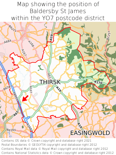 Map showing location of Baldersby St James within YO7