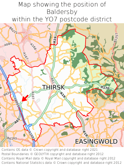 Map showing location of Baldersby within YO7