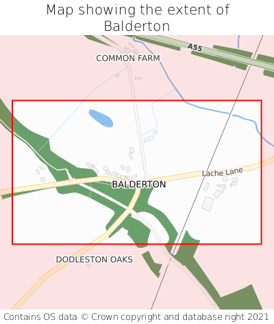 Map showing extent of Balderton as bounding box