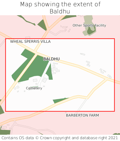 Map showing extent of Baldhu as bounding box