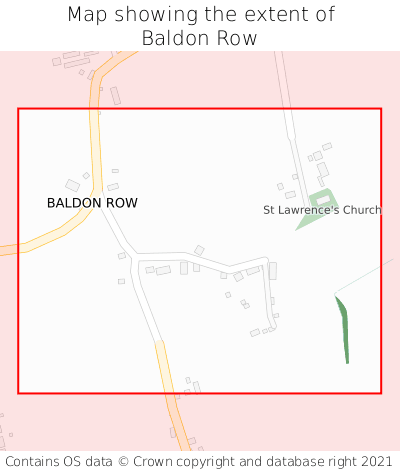 Map showing extent of Baldon Row as bounding box