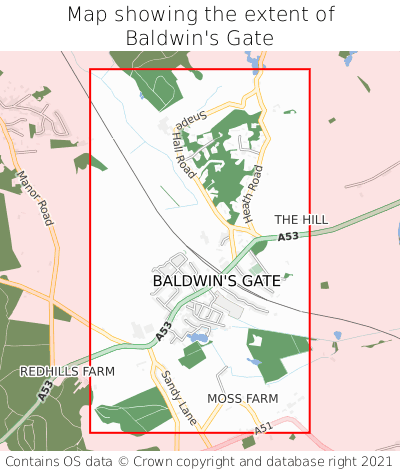 Map showing extent of Baldwin's Gate as bounding box