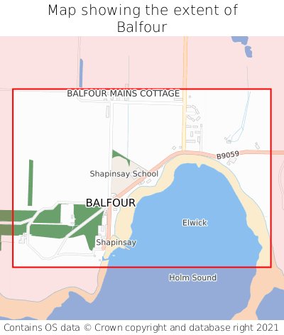 Map showing extent of Balfour as bounding box