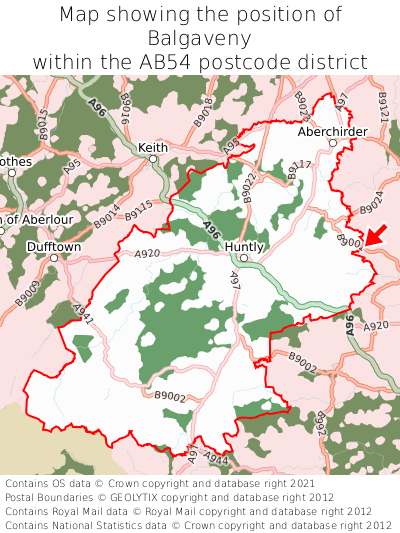 Map showing location of Balgaveny within AB54