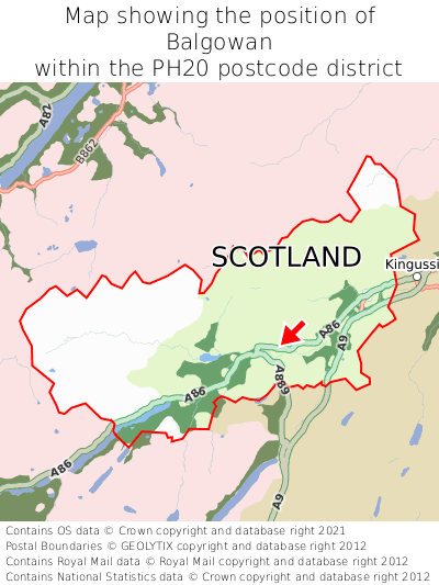 Map showing location of Balgowan within PH20